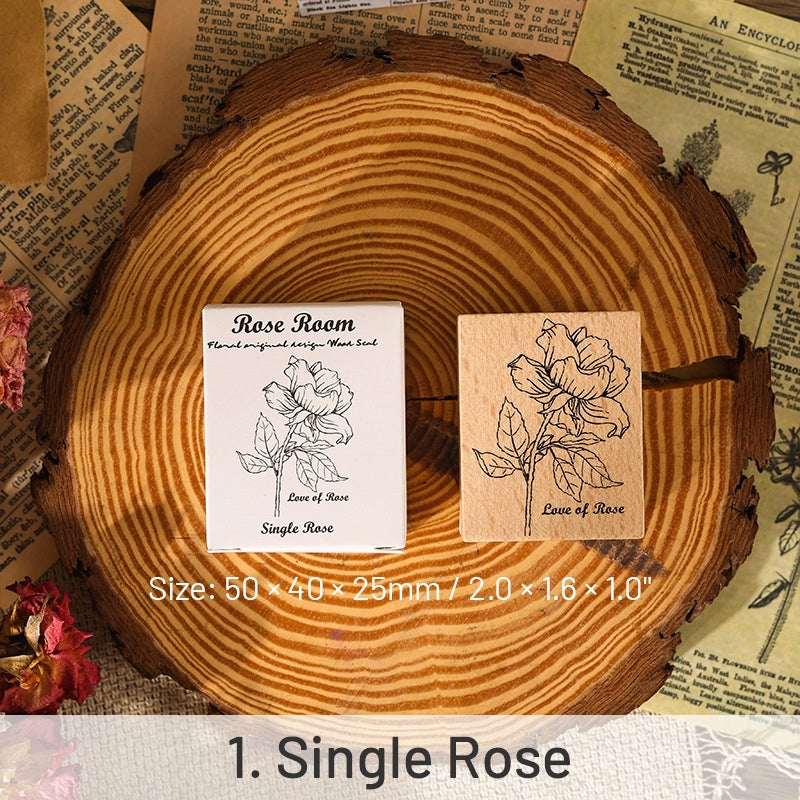 Rose Room Series Plant Wooden Rubber Stamp sku-1