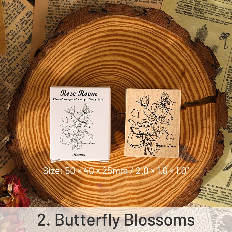 Rose Room Series Plant Wooden Rubber Stamp sku-2