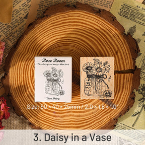 Rose Room Series Plant Wooden Rubber Stamp sku-3