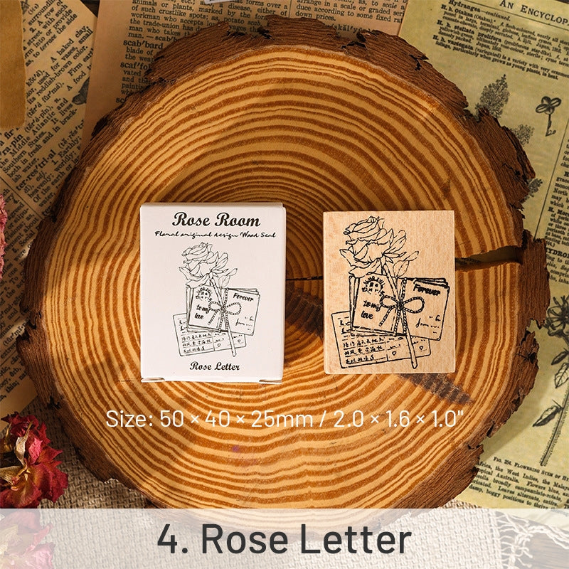 Rose Room Series Plant Wooden Rubber Stamp sku-4