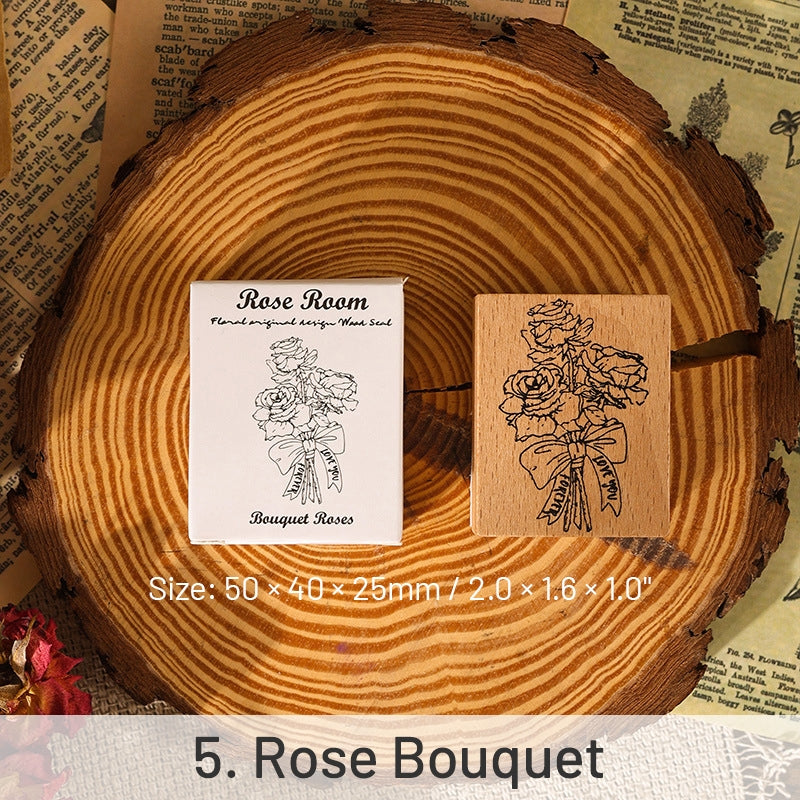Rose Room Series Plant Wooden Rubber Stamp sku-5