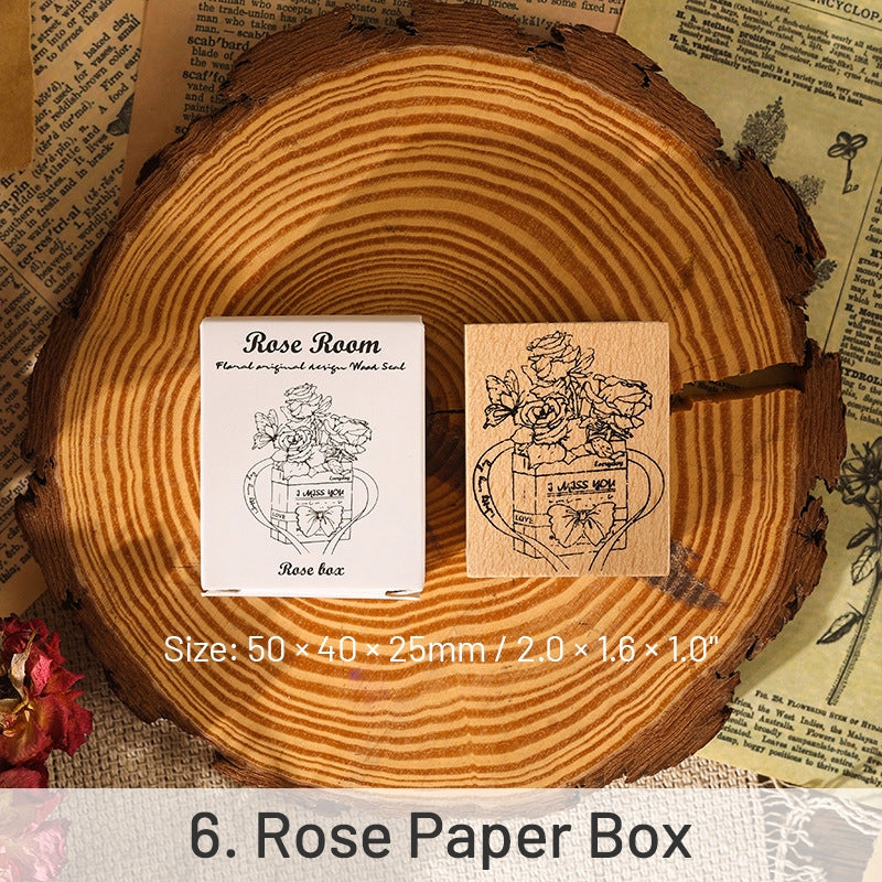 Rose Room Series Plant Wooden Rubber Stamp sku-6