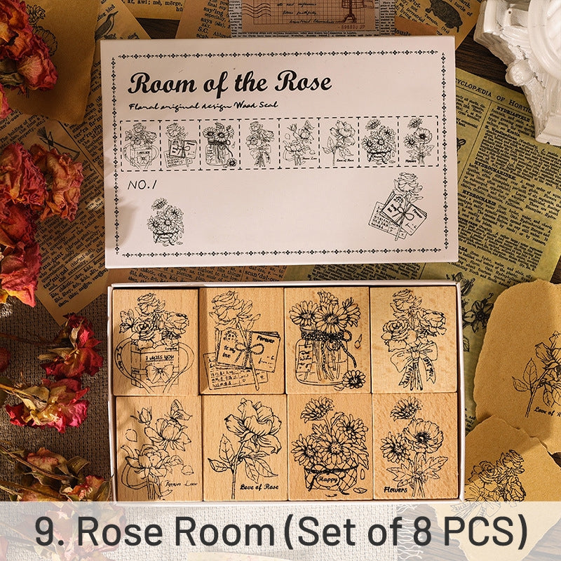 Rose Room Series Plant Wooden Rubber Stamp sku-9