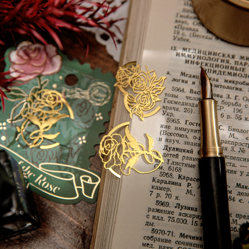 Rose Theme Hollow Metal Bookmark Book Clips b