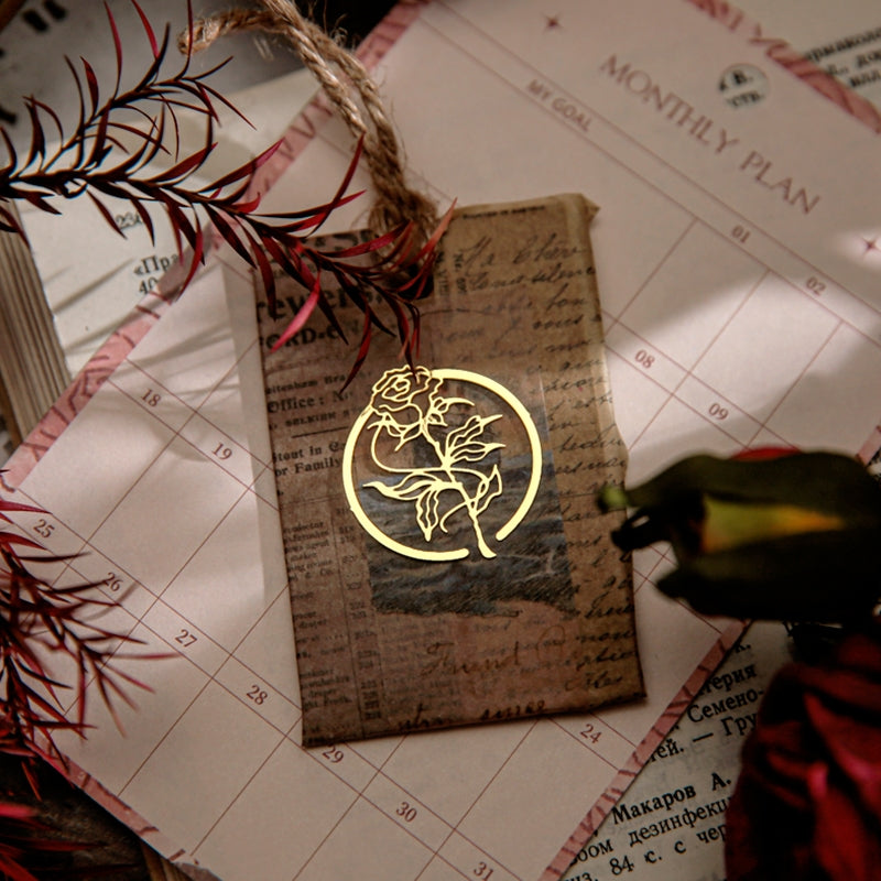 Rose Theme Hollow Metal Bookmark Book Clips b5