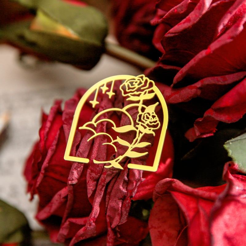 Rose Theme Hollow Metal Bookmark Book Clips c