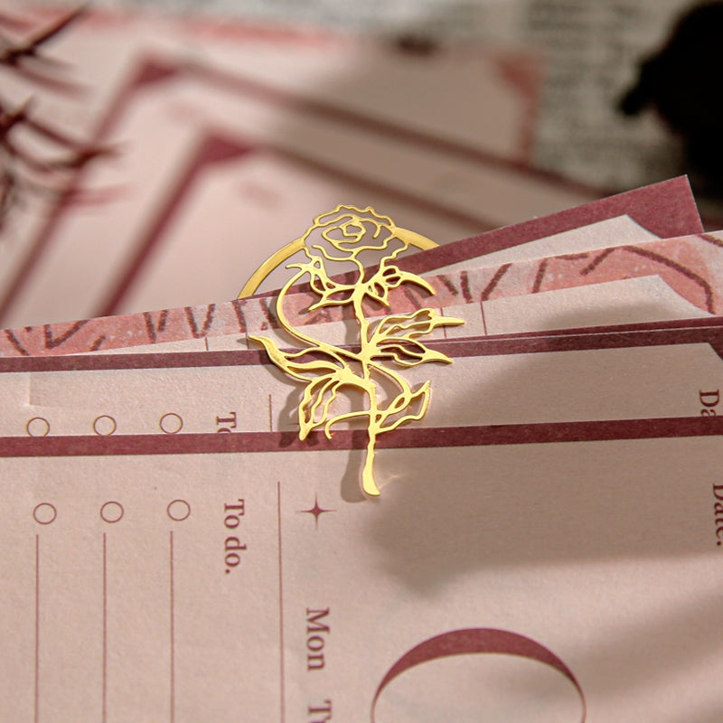 Rose Theme Hollow Metal Bookmark Book Clips c2