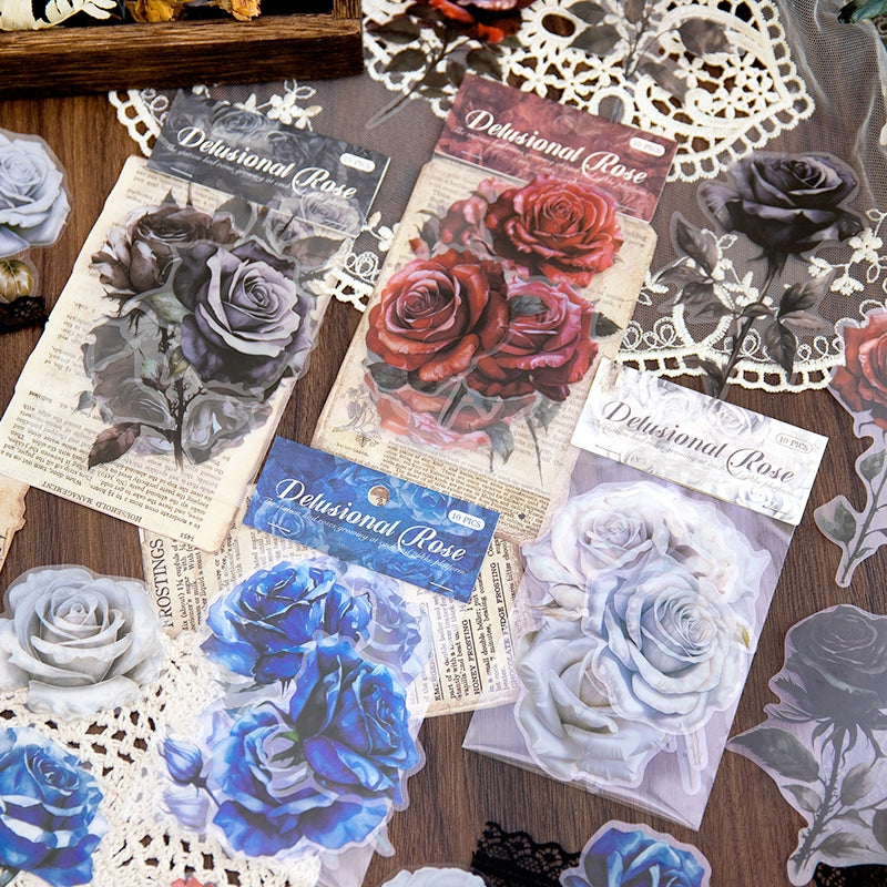 Rose-themed Multi-color PET Stickers a