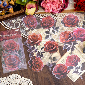 Rose-themed Multi-color PET Stickers b1