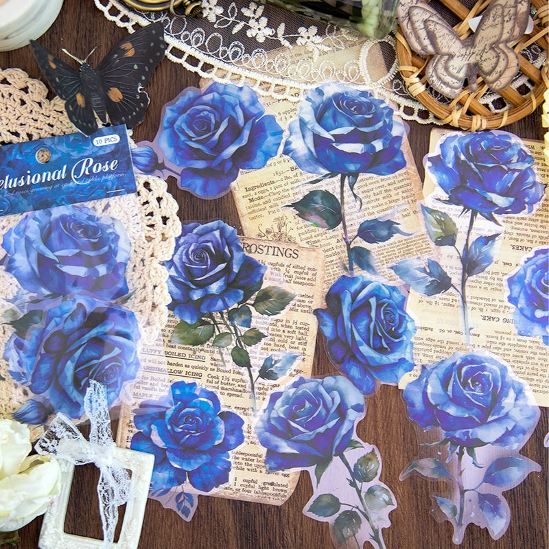 Rose-themed Multi-color PET Stickers b3