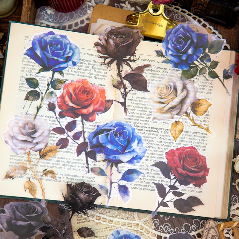 Rose-themed Multi-color PET Stickers b5