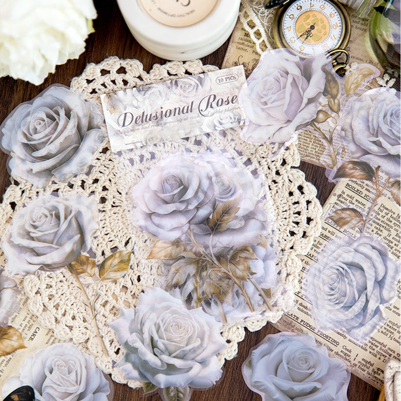 Rose-themed Multi-color PET Stickers b6