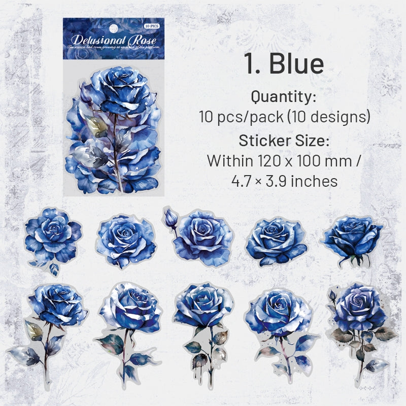 Rose-themed Multi-color PET Stickers sku-1