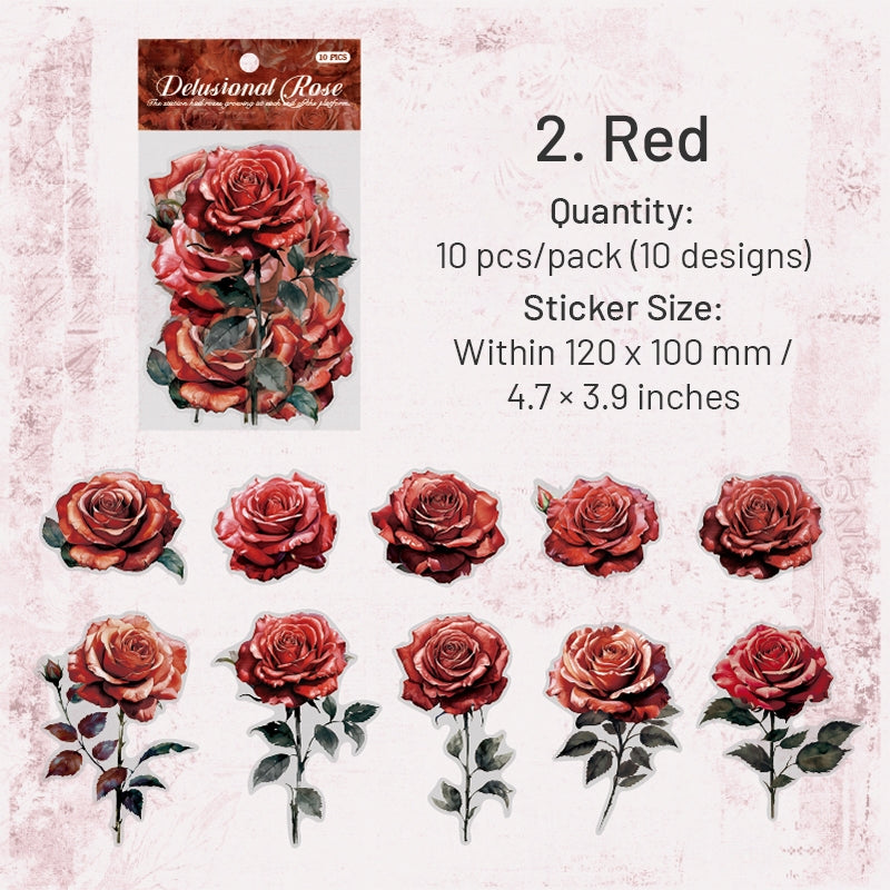 Rose-themed Multi-color PET Stickers sku-2