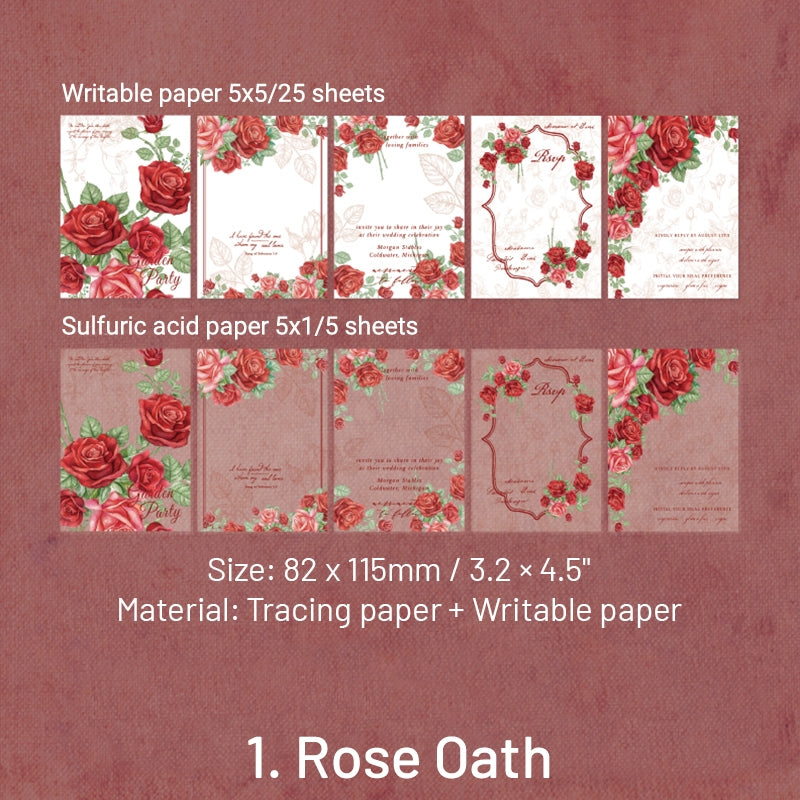 Rose's Vow Retro Journal Message Paper Book sku-1