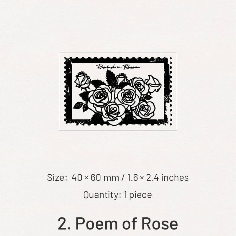 Rosebush in Blossom Series Retro Flower Wooden Rubber Stamp sku-2