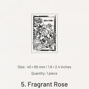 Rosebush in Blossom Series Retro Flower Wooden Rubber Stamp sku-5