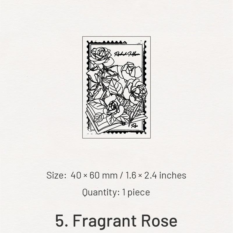 Rosebush in Blossom Series Retro Flower Wooden Rubber Stamp sku-5