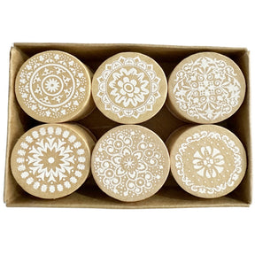 Round Wood Rubber Stamp Set - Lace, Greeting b1