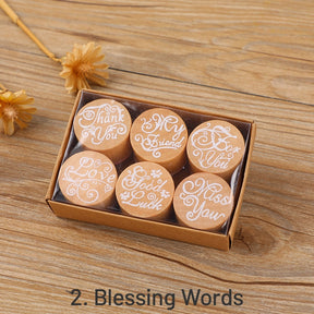 Round Wood Rubber Stamp Set - Lace, Greeting sku-2