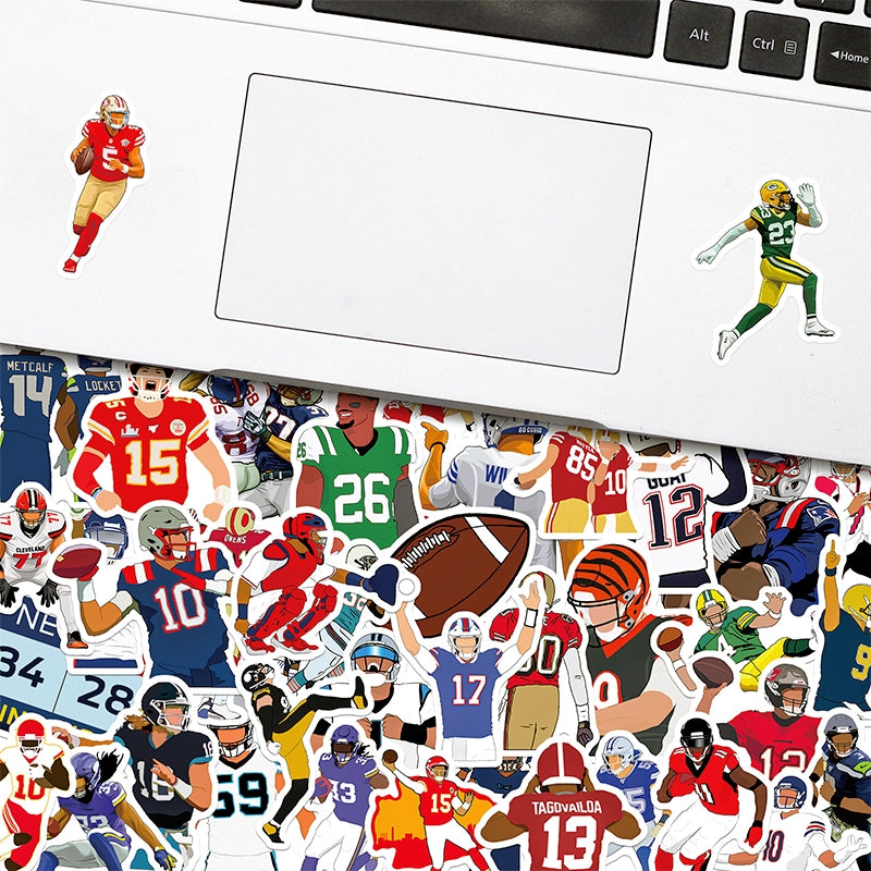 Rugby NFL Player Classic Action Doodle Stickers - Stamprints1
