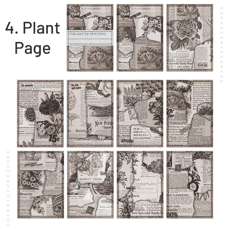 Sewing Art Theme Scrapbook Paper - Plants, Music Notes, Bills sku-4