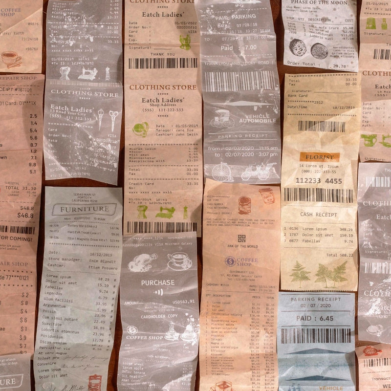 Shop Checklist Boxed Stickers - Coffee, Clothes, Furniture Bills b8