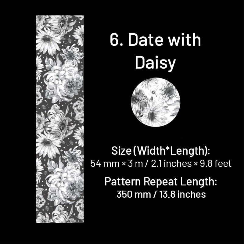 Silk Brocade Blooms Retro Silver Hot Stamping Decorative Tape sku-6