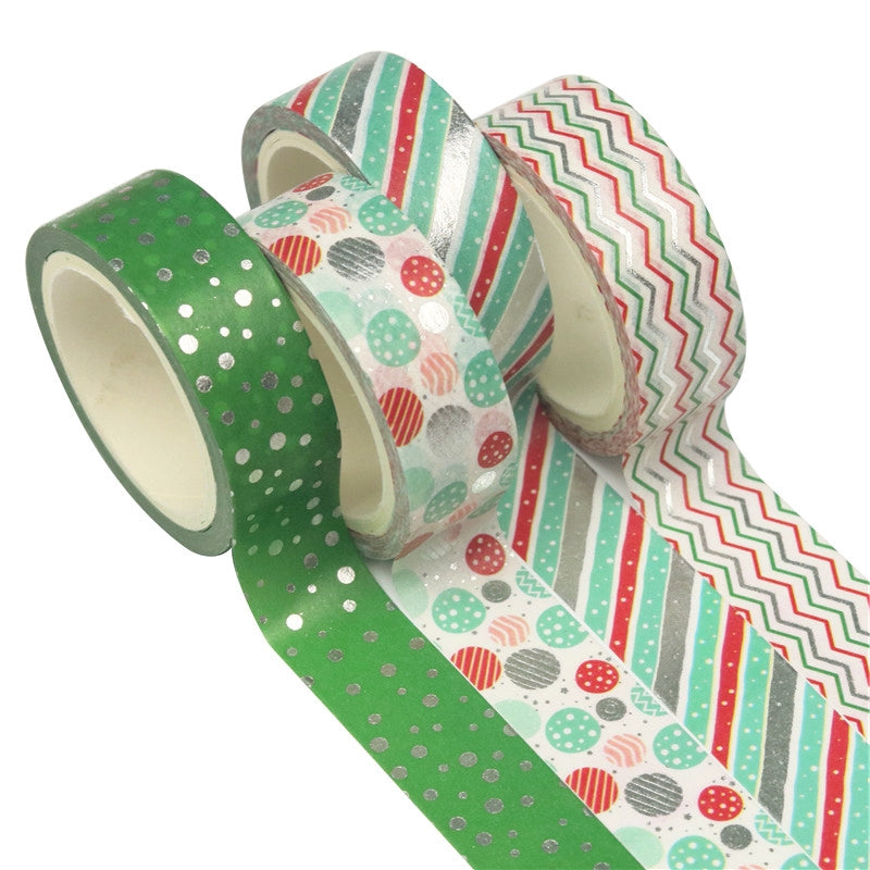 Silver Foil Christmas Washi Tape Set - 12 Rolls c2