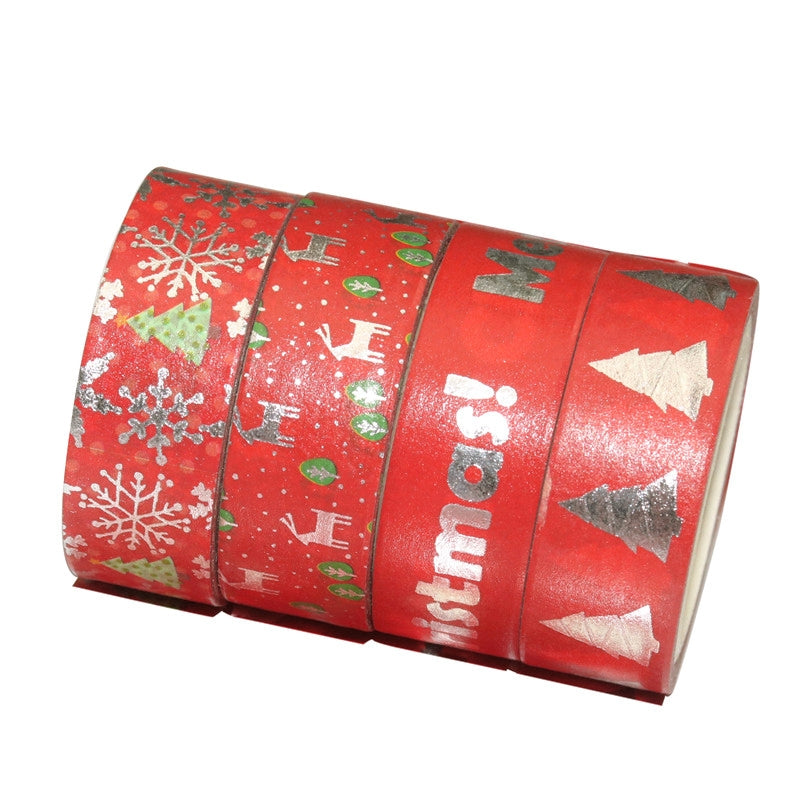 Silver Foil Christmas Washi Tape Set - 12 Rolls c3