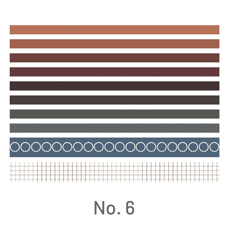 Simple Basic Pure Color Washi Tape Set 6