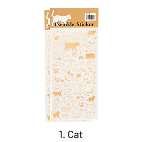 Simple Hot Stamping Cat English Flower Sticker sku-1