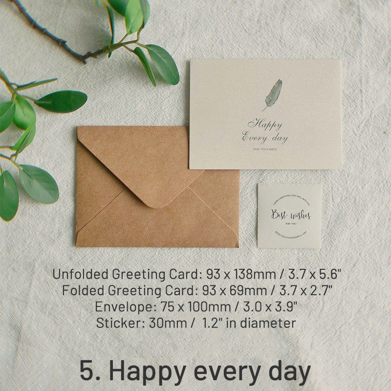 Simple Natural Style Botanical Greeting Card Envelope Set sku-5
