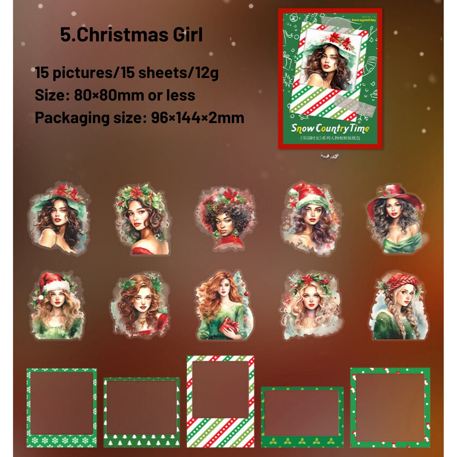 Snow Country Time Series Christmas Polaroid Character Sticker Pack21