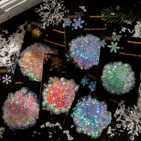 Snowy Night Snowflake Stickers - Christmas, Winter, Snow a