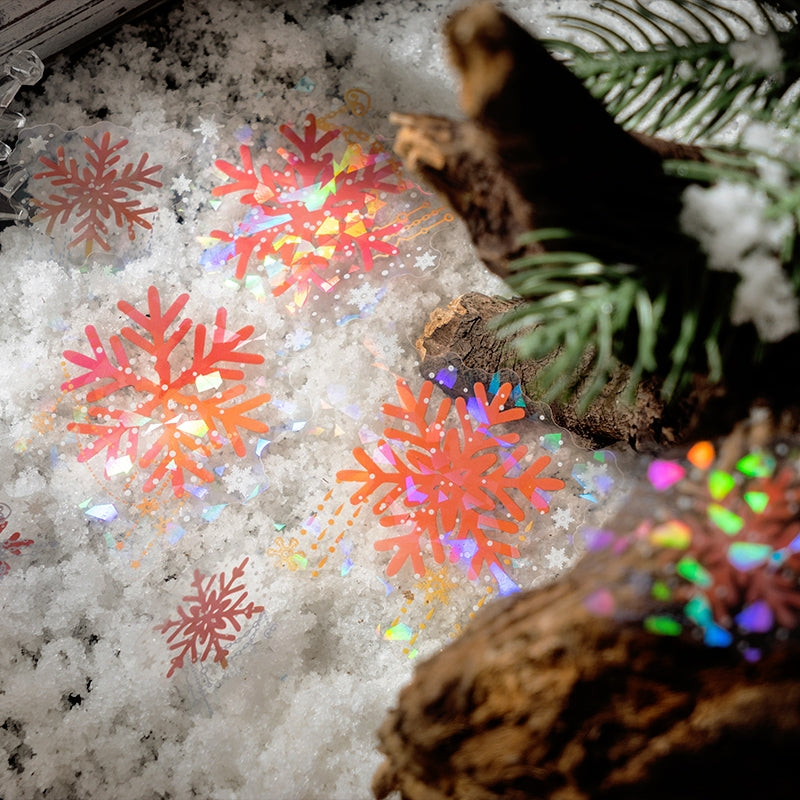 Snowy Night Snowflake Stickers - Christmas, Winter, Snow c