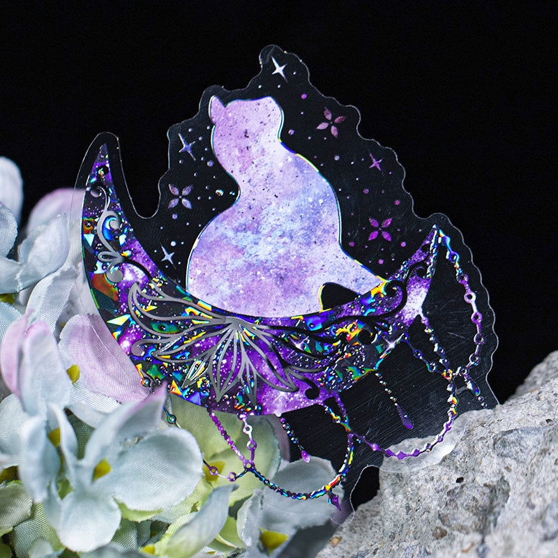 Space and Cat Holographic PET Stickers b1