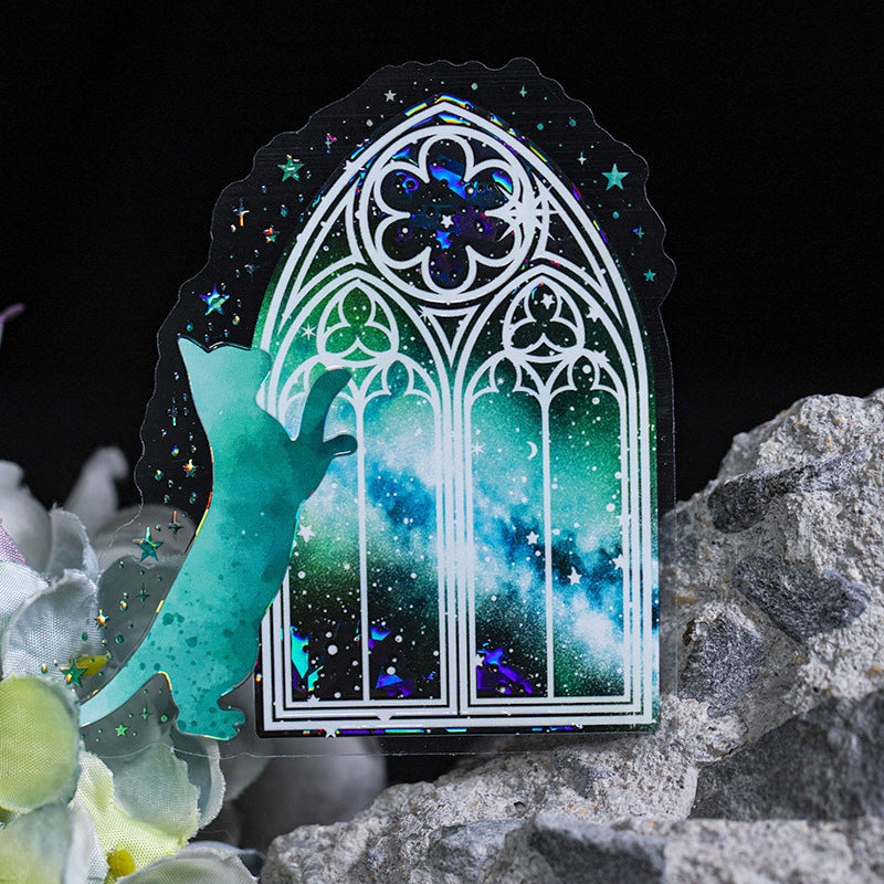 Space and Cat Holographic PET Stickers b2