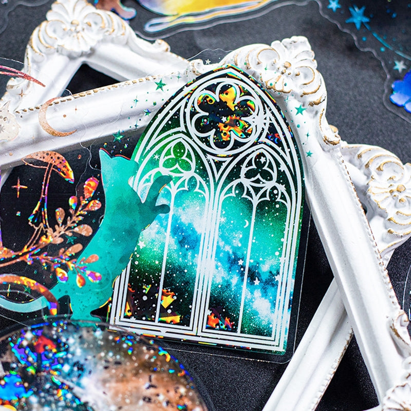 Space and Cat Holographic PET Stickers b4