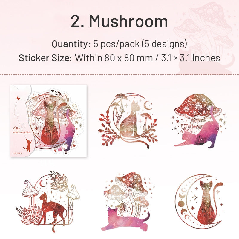 Space and Cat Holographic PET Stickers sku-2
