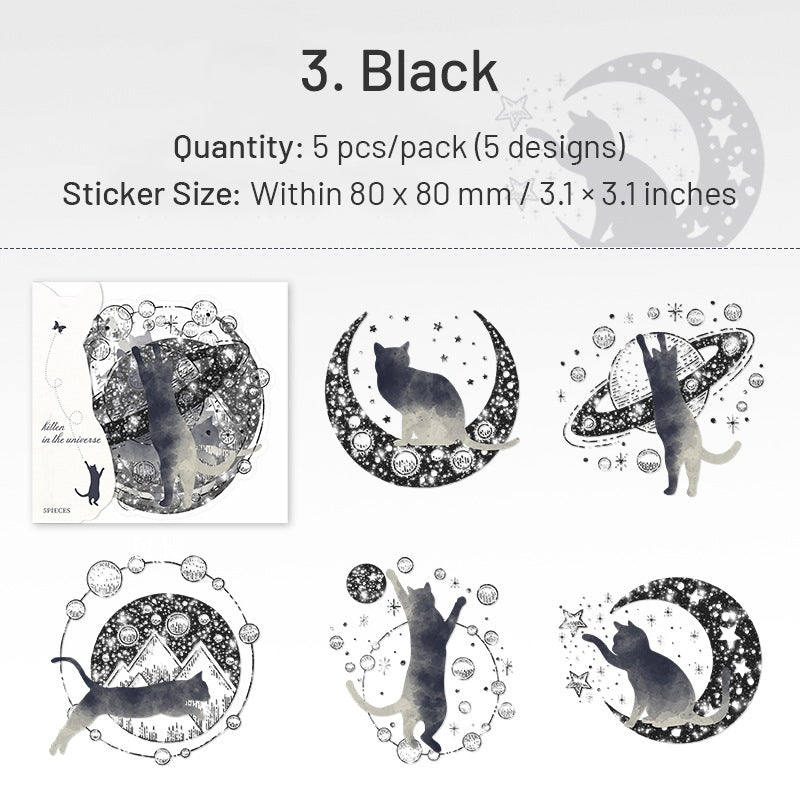 Space and Cat Holographic PET Stickers sku-3