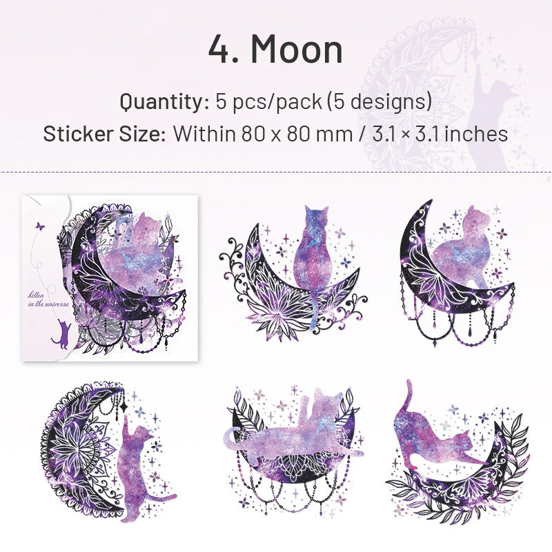 Space and Cat Holographic PET Stickers sku-4