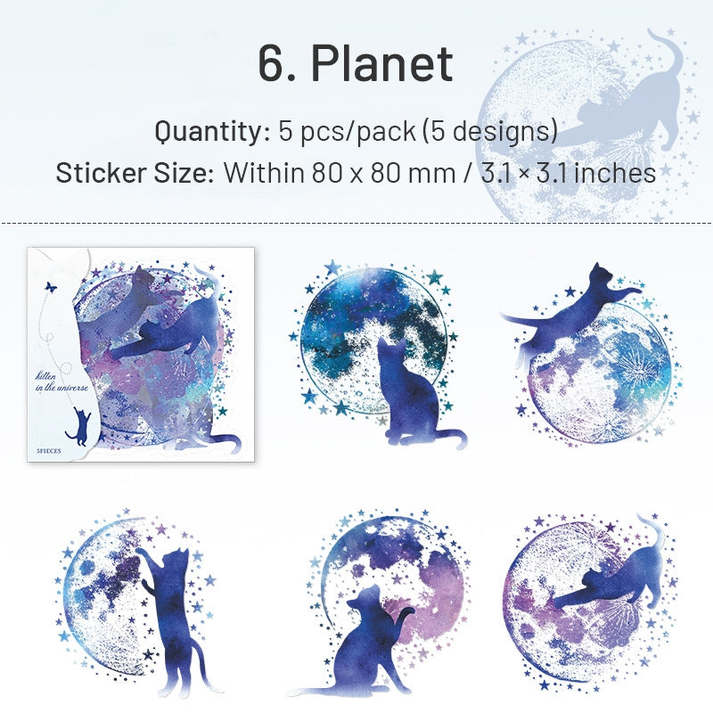Space and Cat Holographic PET Stickers sku-6