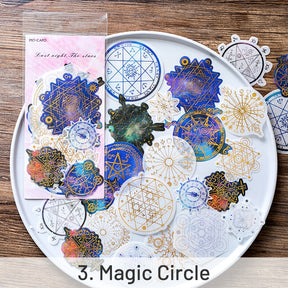 Space-themed Gold Foil Washi Stickers - Geometric, Origami Crane, Text, Magic sku-3