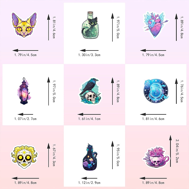 Spooky Skeleton Apothecary Vinyl Sticker - Bottles Animals b4