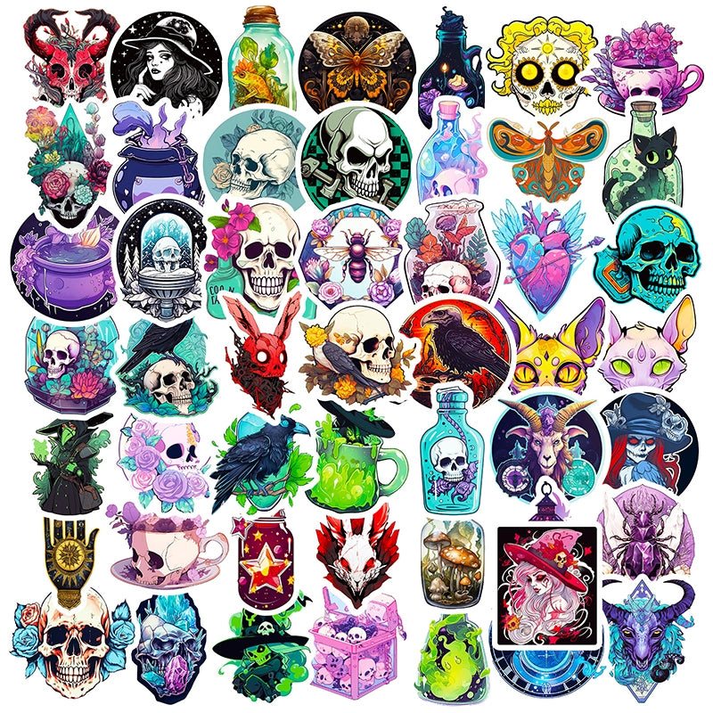 Spooky Skeleton Apothecary Vinyl Sticker - Bottles Animals sku