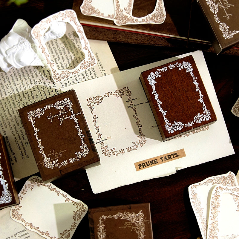 Spring Ivy Garden Vintage Lace Frame Wooden Rubber Stamp b5