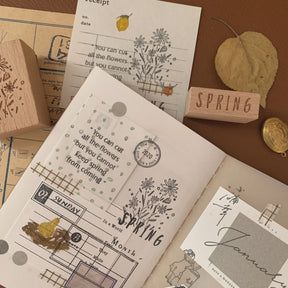 Spring, Summer, Autumn and Winter Retro Imprint Plant DIY Wooden Stamp Set 5
