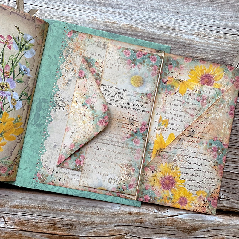 Springtime Floral Handmade Journal Collection Folder b6