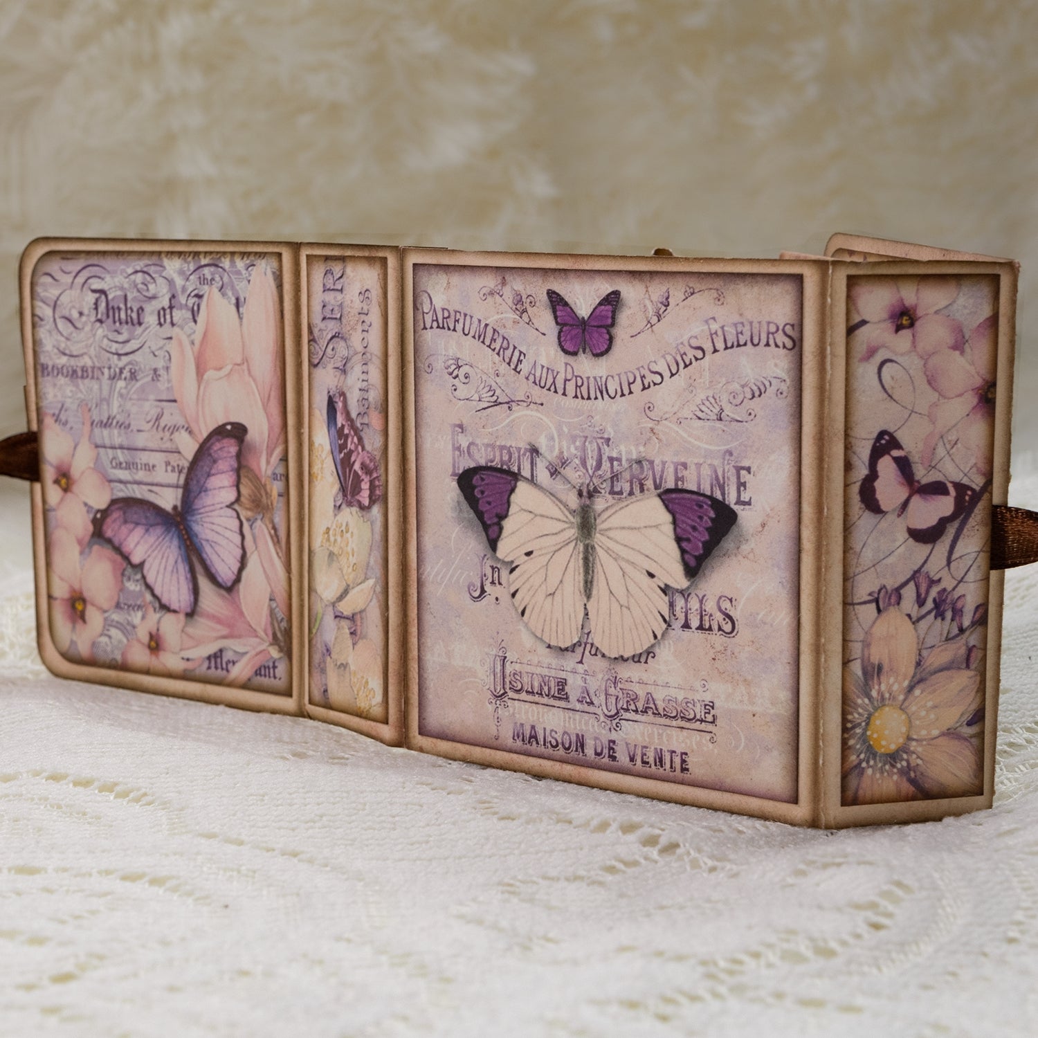Square Pink Butterfly Handmade Junk Journal Folio Kit 10